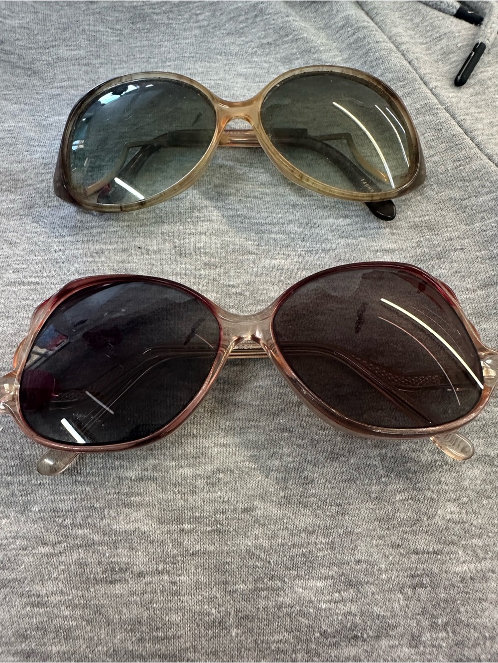 Vintage Transparent grey pink Oversized Women's Sunglasses kim col .2 52-15-140